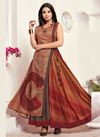 Orange And Gray Colour PURATTI Arya Designer Fancy Heavy Festive Wear Poli Rayon Printed Stylish Gown Collection PURATTI 07